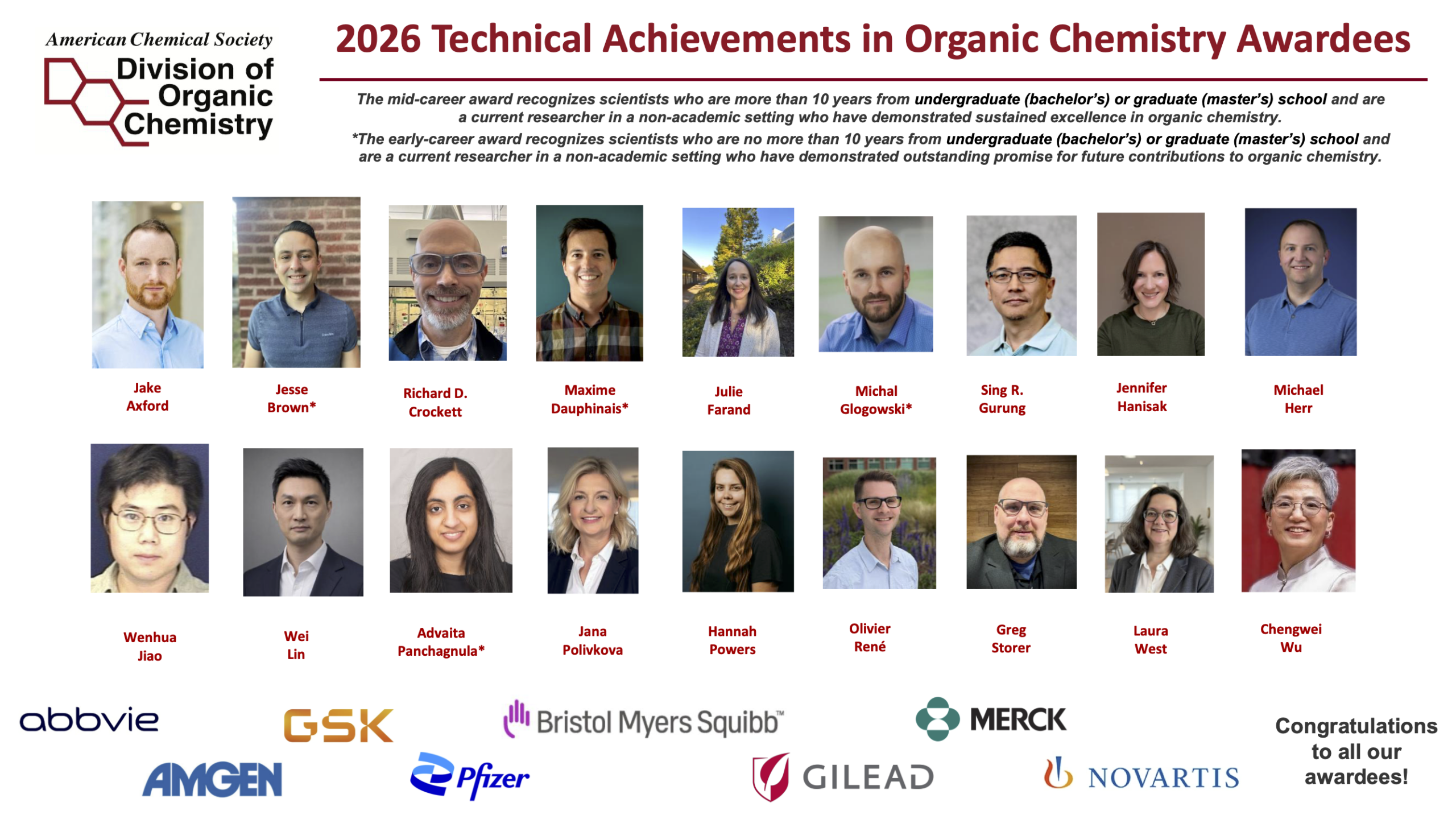 Picture of the 2026 TAOC Awardees